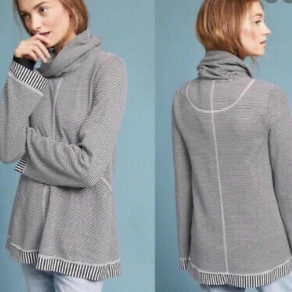 MAEVE TAL COWL NECK STRIPED SWEATER